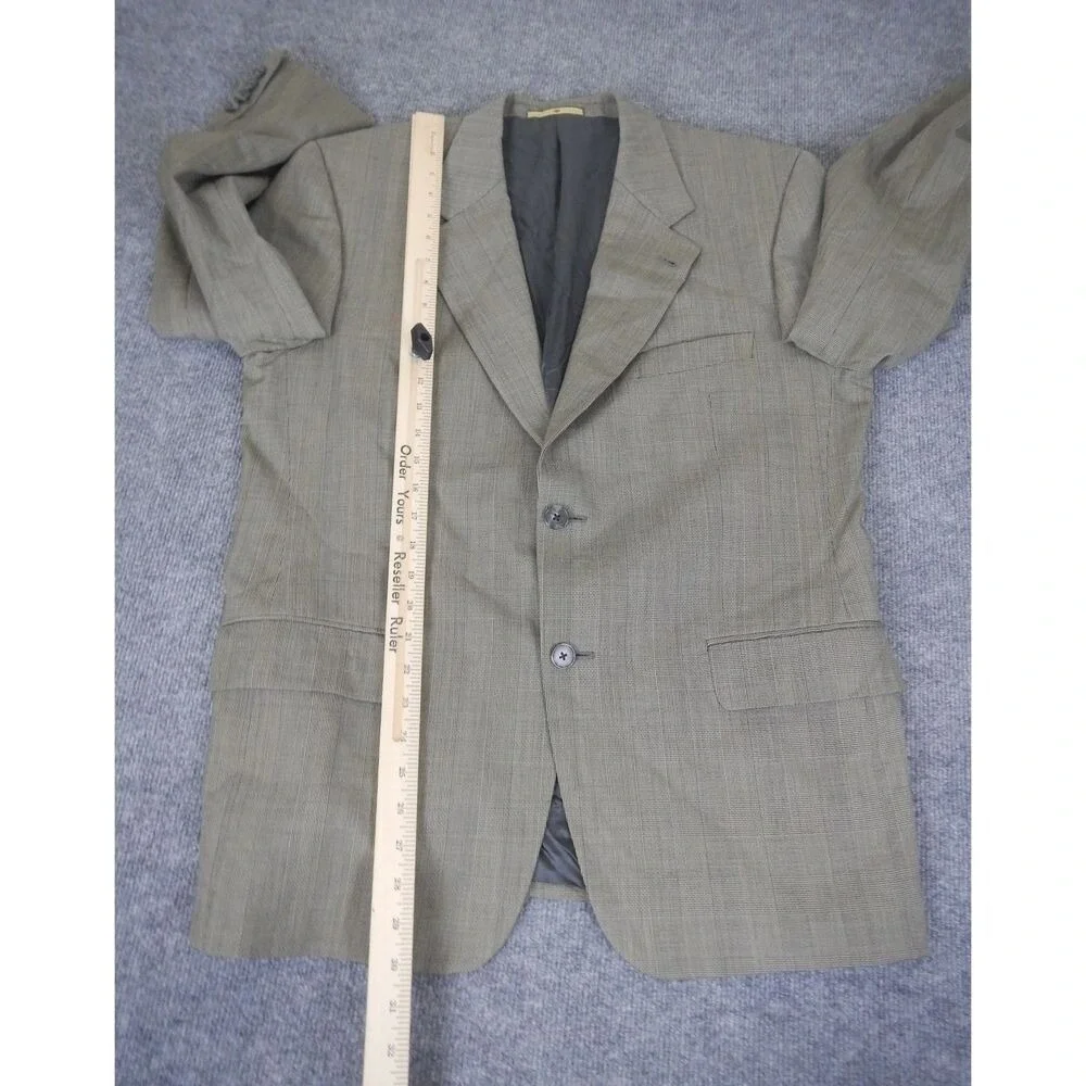 Joseph Abboud 100% Wool Sport Coat Blazer Men's 40S Beige Plaid Classic Business